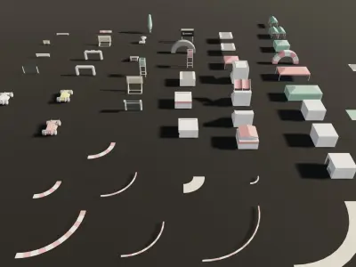 module road cartoon Low-poly 3D model