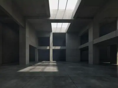 Cinematic Brutalist Atrium - Architectural Background - V3U2 Low-poly 3D model