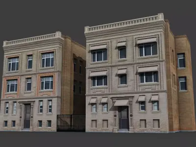 Two Downtown Buildings Low-poly 3D model