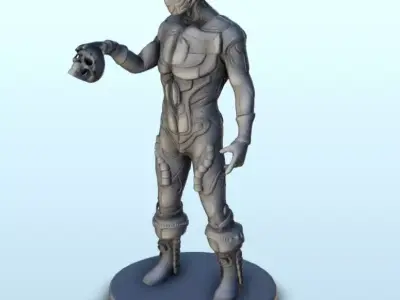 Alien soldier with light armour and skull 6 - Future Sci-Fi SF P 3D print model
