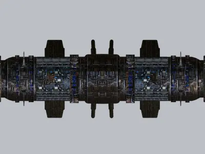 Space Mining building refinery  facility 319 Low-poly 3D model