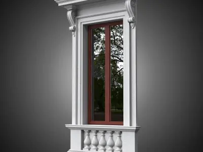 Classical window with pedestal 3D model