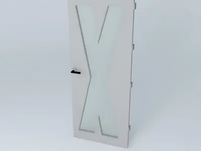  3D door very detail with glass, lock and hinger. Free 3D model