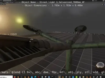 Street Light 1 Galvanized 7000mm 4F Low-poly 3D model