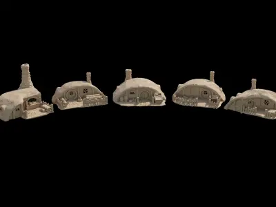 Hobbit Burrows Tabletop Terrain 28 MM 3D print model