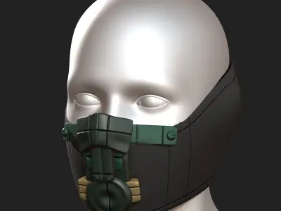 Gas mask respirator scifi futuristic  Low-poly 3D model 14