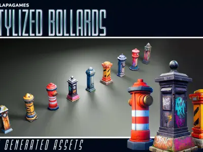 Stylized Bollards 3D model