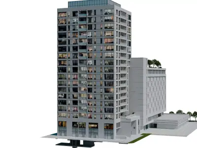 Residence Building 6 Low-poly 3D model