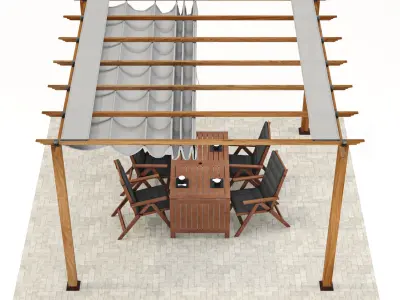 Paragon Florence Pergola with Table and chairsAPPLARO 3D model