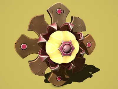 Fantasy flower floor wall lamp Low-poly 3D model