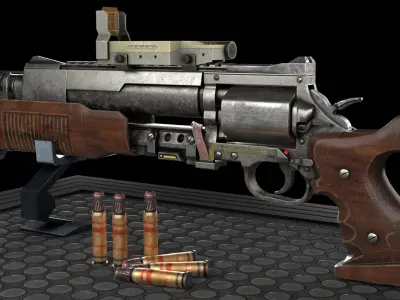 Game Ready Sci-Fi Revolver Pistol Low-poly 3D model