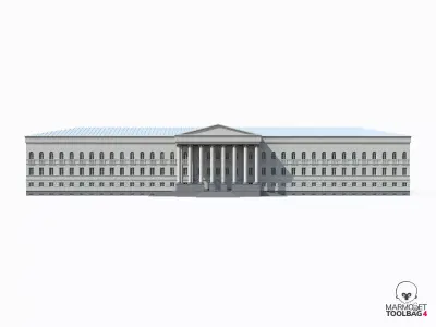 University building Day and Night Low-poly 3D model