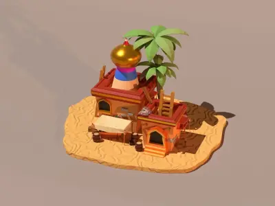 Arabian market lowpoly  Low-poly 3D model