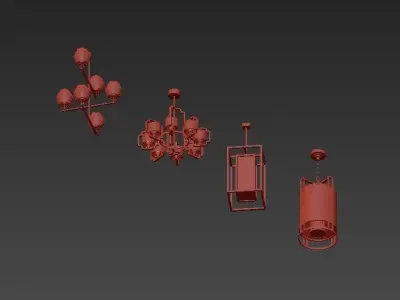Wide chandelier 3D model buy