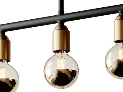 Black And Brass Industrial Five Bulb Bar Light  3D model