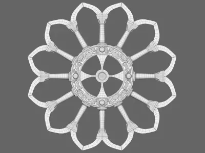 Italian church window stone cross 3D model