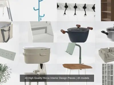 49 High Quality Home Interior Design Pieces 3D Model Pack