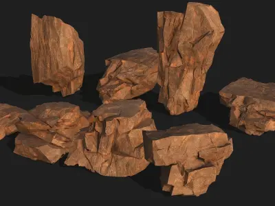 desert rocks - 3D Models PBR Pack 06 Low-poly 3D model