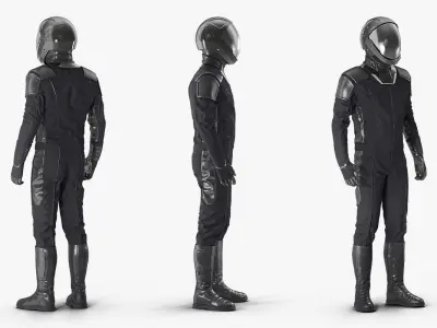 Sci Fi Astronaut Suit Black Rigged 3D model