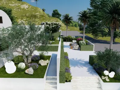 3D Exterior Scene 3D model design garden and landscape 3D  3D model 4
