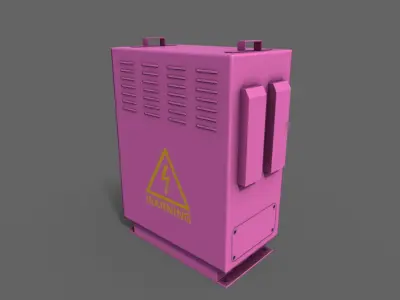 PBR Electric Box Pink V3 Low-poly 3D model