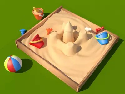 Sandbox with Sand Castle 3D model
