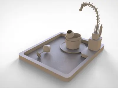 faucet kitchen sink 3D model
