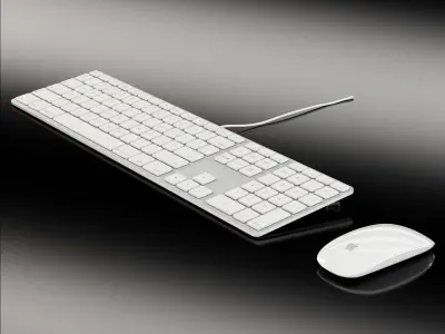 Apple Keyboard MB110 and Magic Mouse Low-poly 3D model