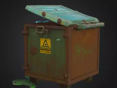 Toxic Industrial Dumpster with Glowing Slime Low-poly 3D model