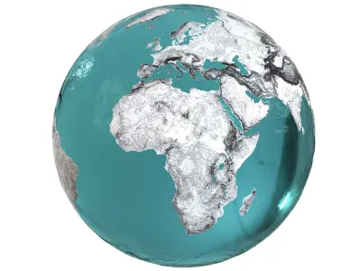 Earth Water 3D Globe Contours Low-poly 3D model