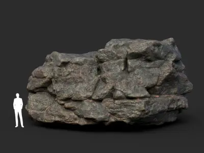 Black Boulder Beach Rock Collection 210804 Low-poly 3D model