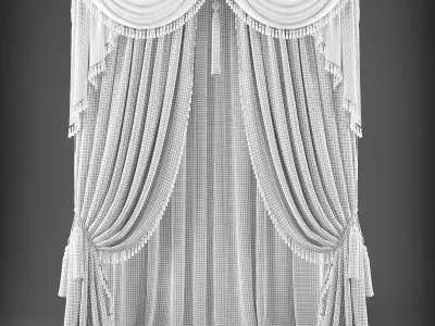 Curtains curtain with tassels Low-poly 3D model buy