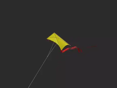 Animated Kite Model with String Looping 360-Frame Animation 3D model