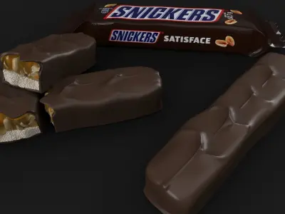 Snickers chocolate with nuts 3D model 3D model