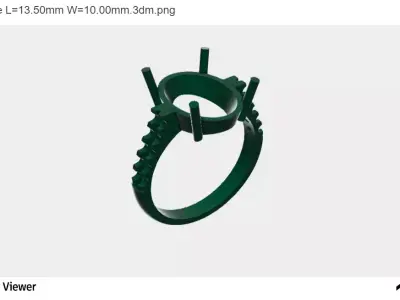 women Wedding Ring With Oval Cut Center Stone 3D print model