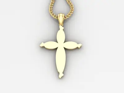 Light Gold 18K Cross Pendant 1CP073 3D print model