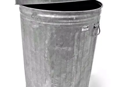 Industrial Metal Trash Can 3D Galvanized Steel Waste Bin Low-poly 3D model