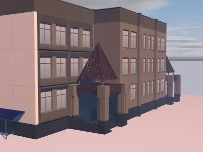 Shopping center Low-poly 3D model