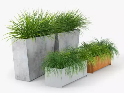 Twista Contemporary Modern Outdoor Planter Pot grass 3D model