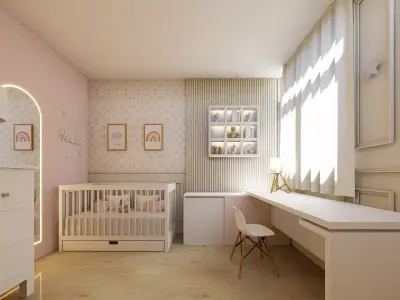 Modern Kids Bedroom - Full Interior Scene SketchUp and Blender 3D model