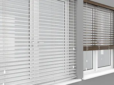 Wooden Blinds And Windows 3D model