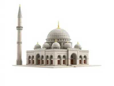 Majestic Mosque with Minaret and Dome model pack Low-poly 3D model
