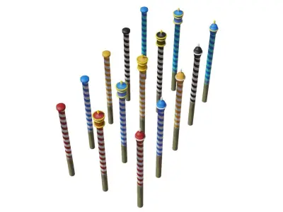 Venitian Poles - Pali Da Casada - Low poly PBR Low-poly 3D model