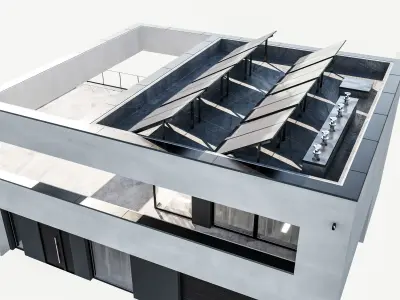 Modern house 19 at night 3D model