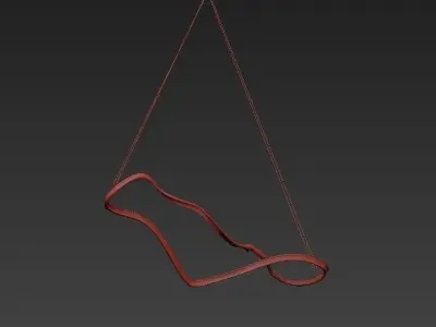 Sculptural metal sculpture with wavy shape hanging from it 3D model