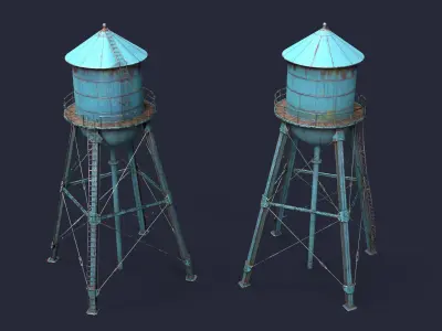Water Tower Low-poly 3D model
