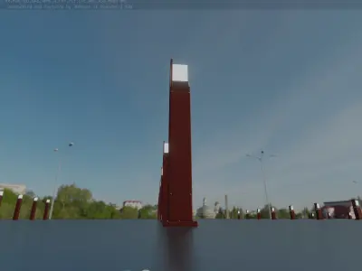 Street Light 8 Bollard 900 mm Dark Red Version 2 Low-poly 3D model