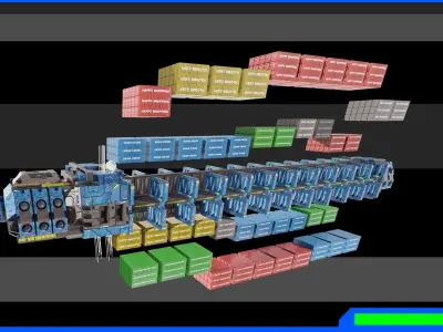 sci-fi container cargo ship Low-poly 3D model