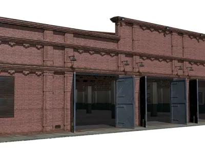 Railway depot Low-poly 3D model