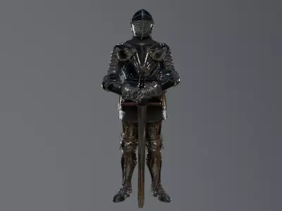  knight statue Low-poly 3D model